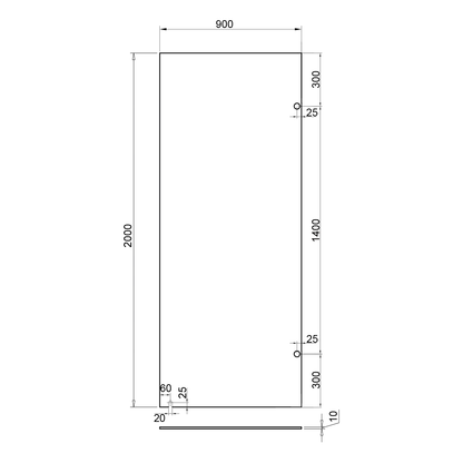Frameless Shower Screen 900mm Gun Metal