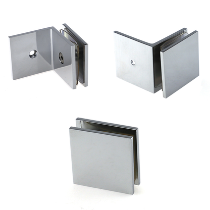 Bathroom Shower Screen Glass Wall Floor Brackets Clips Clamps Mount Brass Chrome