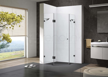 Frameless Shower Screen 1000x1000mm Diamond Matte Black