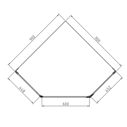 Frameless Shower Screen 900x900mm Diamond Matte Black