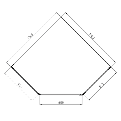 Frameless Shower Screen 1000x1000mm Diamond Brushed Nickel