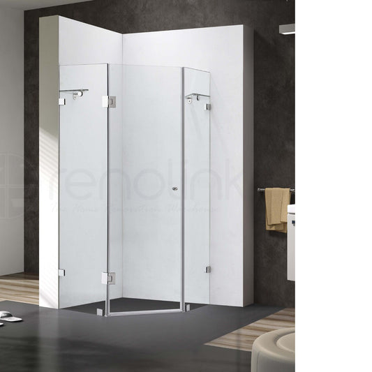 Frameless Shower Screen 1000x1000mm Diamond Brushed Nickel