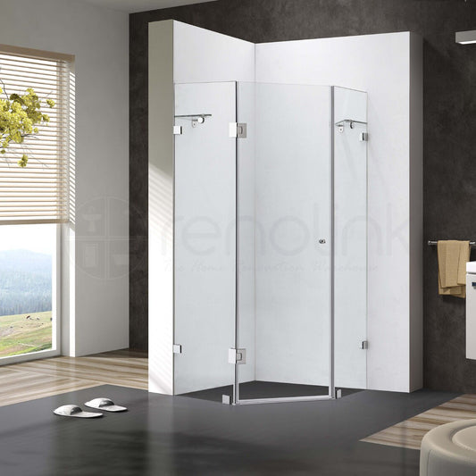 Frameless Shower Screen 900x900mm Diamond Brushed Nickel