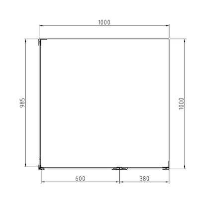 Frameless Shower Screen 1000x1000mm Square Matte Black
