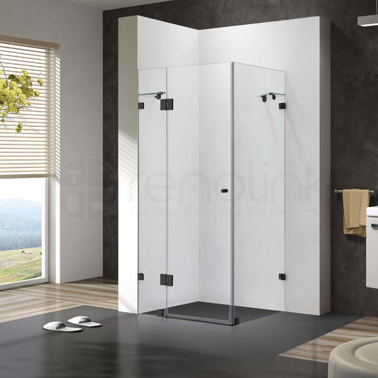 Frameless Shower Screen 1000x1000mm Square Matte Black