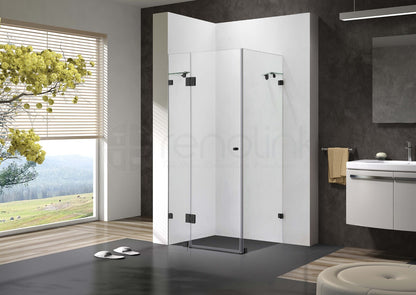 Frameless Shower Screen 900x900mm Square Matte Black