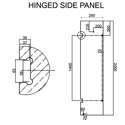 Frameless Shower Screen 900x900mm Square Matte Black