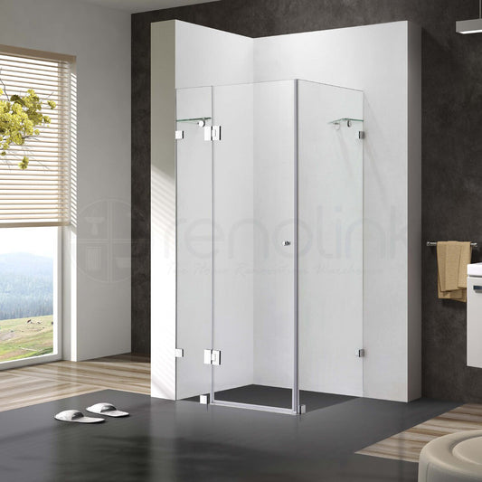 Frameless Shower Screen 900x900mm Square Brushed Nickel