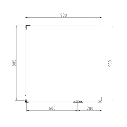Frameless Shower Screen 900x900mm Square Chrome
