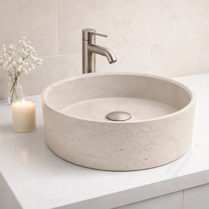 Baiachi Travertine Round Concrete Bathroom Counter Top Basin Tuscany Warm White