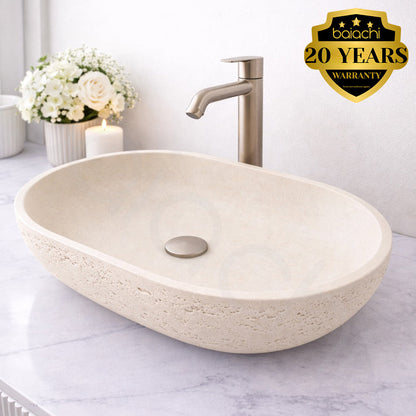 Baiachi Travertine Oval Concrete Bathroom Counter Top Basin Tuscany Warm White