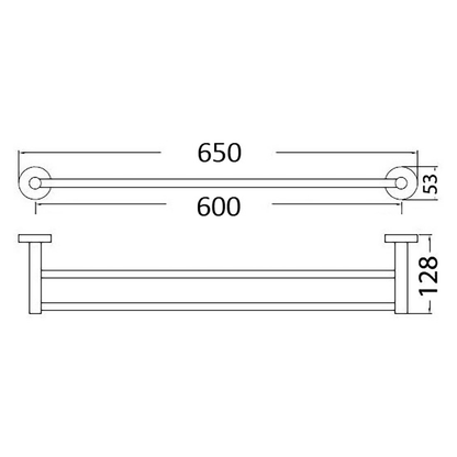 Otus Double Towel Rail 600mm Brushed Nickel