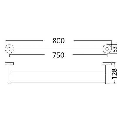 Otus Double Towel Rail 750mm Brushed Gold