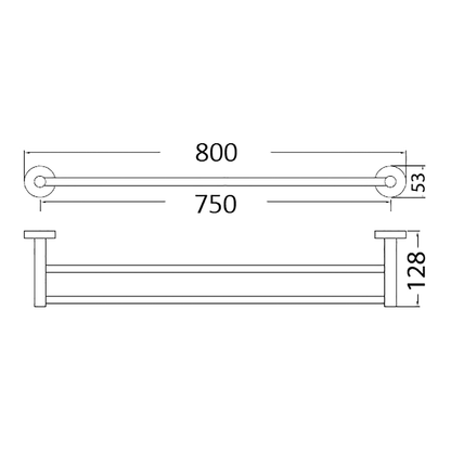Otus Double Towel Rail 750mm Matte Black