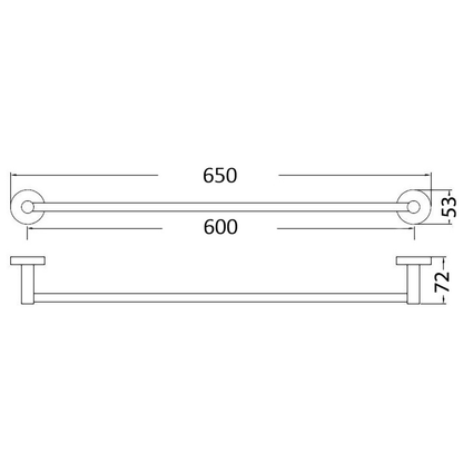 Otus Single Towel Rail 600mm Brushed Nickel