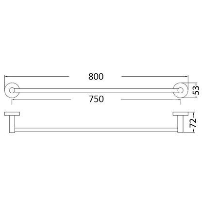 Otus Single Towel Rail 750mm Brushed Nickel