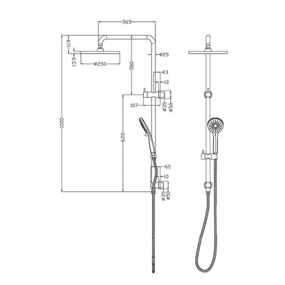 Otus Round Multi Function Shower Set Brushed Copper