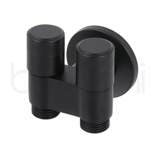 Baiachi Shattaf Twin Mini Cistern Stop Stainless Steel Quarter Turn with Backflow Valve Matte Black