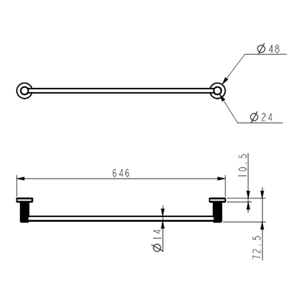 Linie Single Towel Rail 600mm Brushed Gold
