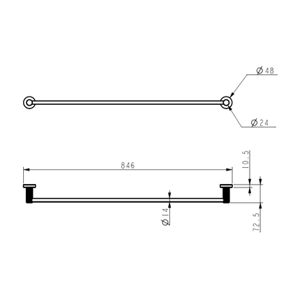 Linie Single Towel Rail 800mm Matte Black