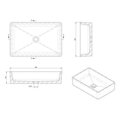 Spring Hill Designs Aila Rectangular Above Counter Concrete Basin Ivory