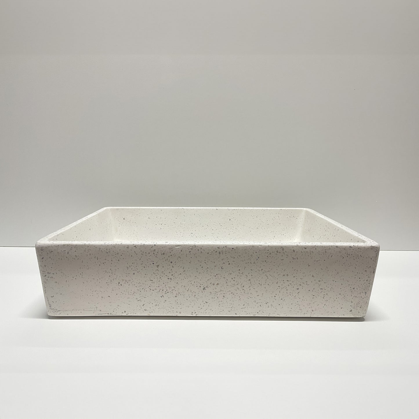 Spring Hill Designs Aila Rectangular Above Counter Concrete Basin White Terrazzo