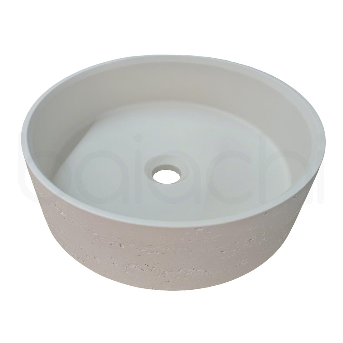 Baiachi Travertine Round Concrete Bathroom Counter Top Basin Tuscany Warm White