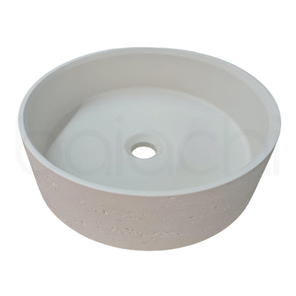 Baiachi Travertine Round Concrete Bathroom Counter Top Basin Tuscany Warm White