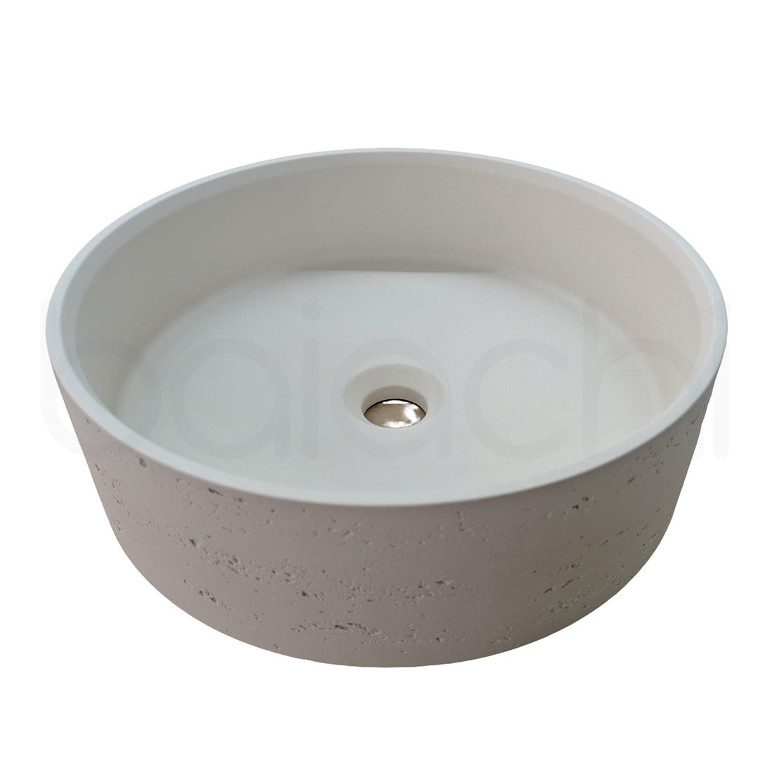 Baiachi Travertine Round Concrete Bathroom Counter Top Basin Tuscany Warm White