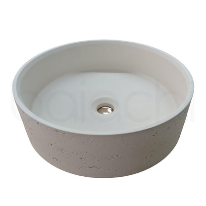 Baiachi Travertine Round Concrete Bathroom Counter Top Basin Tuscany Warm White