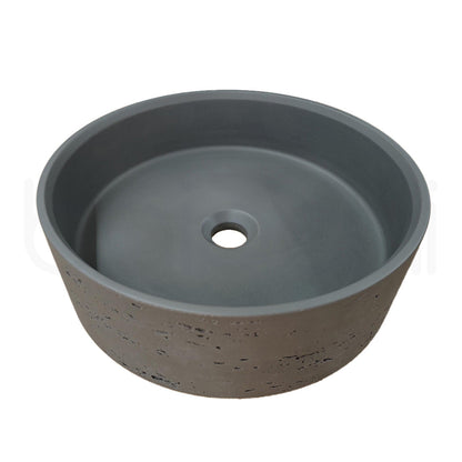 Baiachi Travertine Round Concrete Bathroom Counter Top Basin Ankara Charcoal