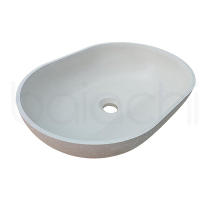 Baiachi Travertine Oval Concrete Bathroom Counter Top Basin Tuscany Warm White