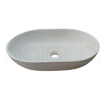 Baiachi Travertine Oval Concrete Bathroom Counter Top Basin Tuscany Warm White