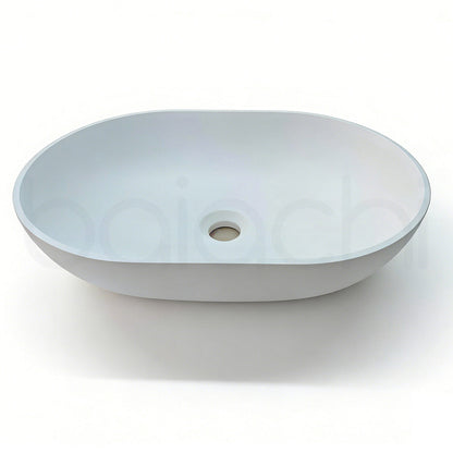 Baiachi Travertine Oval Concrete Bathroom Counter Top Basin Tivoli Natural White