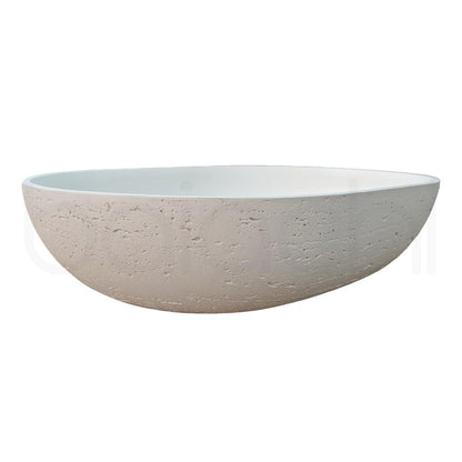 Baiachi Travertine Oval Concrete Bathroom Counter Top Basin Tivoli Natural White