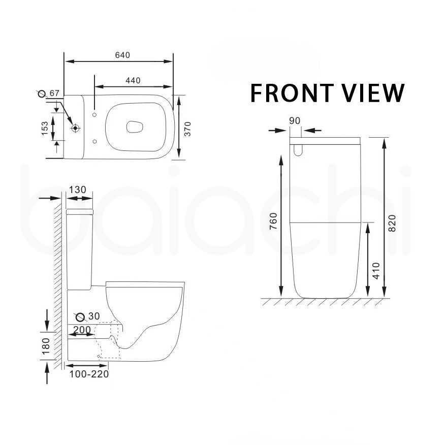 Baiachi Robina MK2 Rimless Bathroom Toilet Suite Ceramic Back To Wall Soft Close