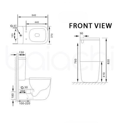 Baiachi Robina MK2 Rimless Bathroom Toilet Suite Ceramic Back To Wall Soft Close