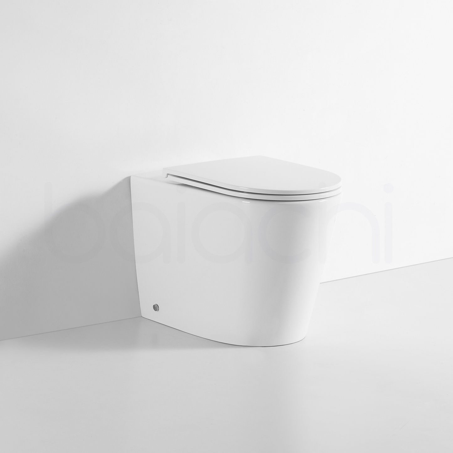 Ballina Rimless In Wall Toilet Suite with Round Brushed Gold Flushing Buttons