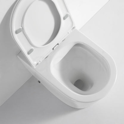 Ballina Rimless In Wall Toilet Suite with Round Stainless Steel Brushed Copper Flushing Buttons