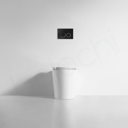 Ballina Rimless In Wall Toilet Suite with Round Matte Black Flushing Buttons