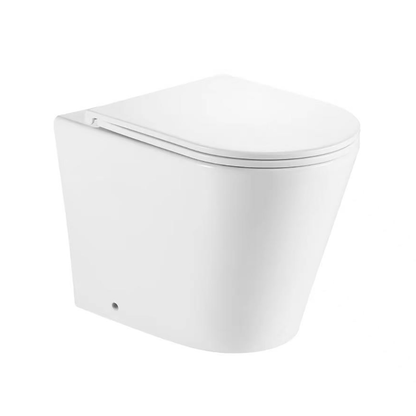 Ballina Rimless In Wall Toilet Suite with Round Matte Black Flushing Buttons