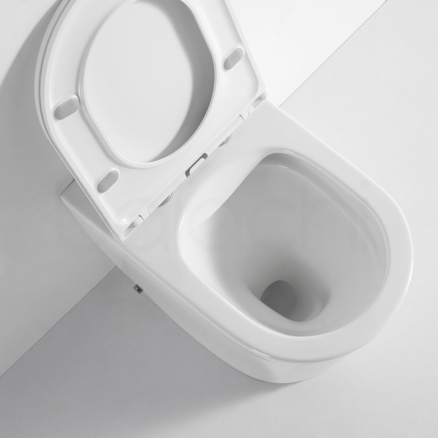 Ballina Rimless In Wall Toilet Suite with Round Stainless Steel Gun Metal Flushing Buttons
