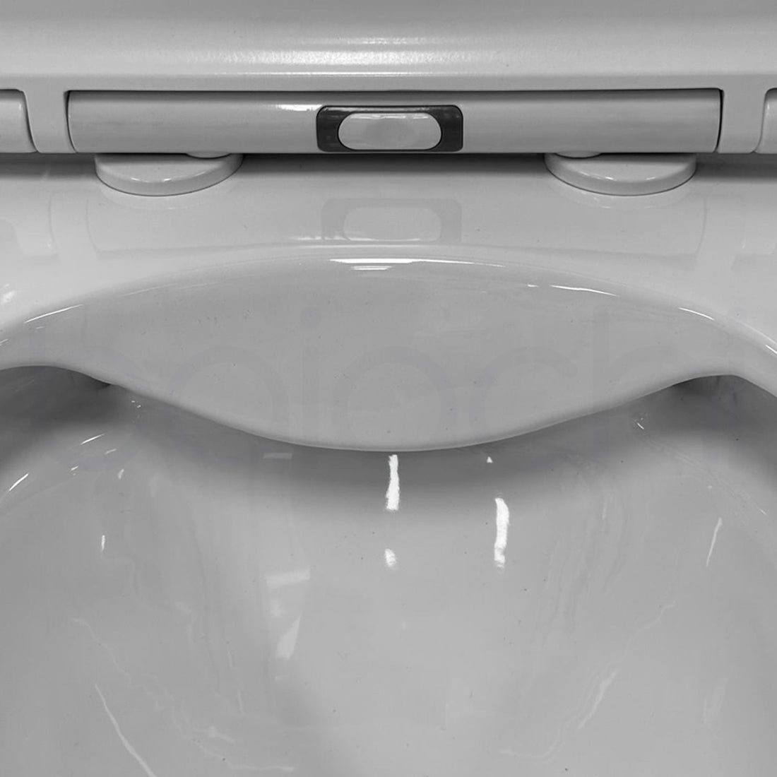 Ballina Rimless In Wall Toilet Suite with Round Stainless Steel Brushed Gold Flushing Buttons