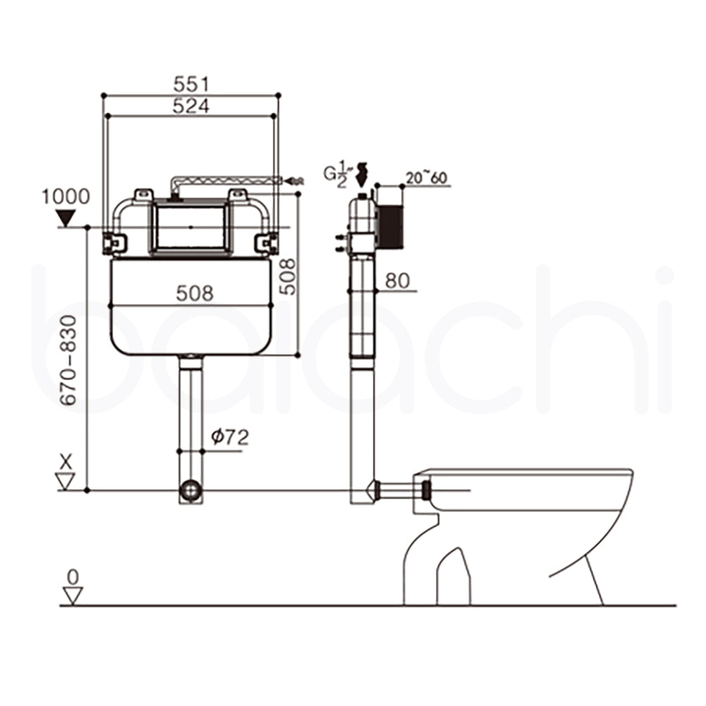 Habana Tornado Rimless Quiet Flush In Wall Toilet Suite with Round Stainless Steel Flushing Buttons