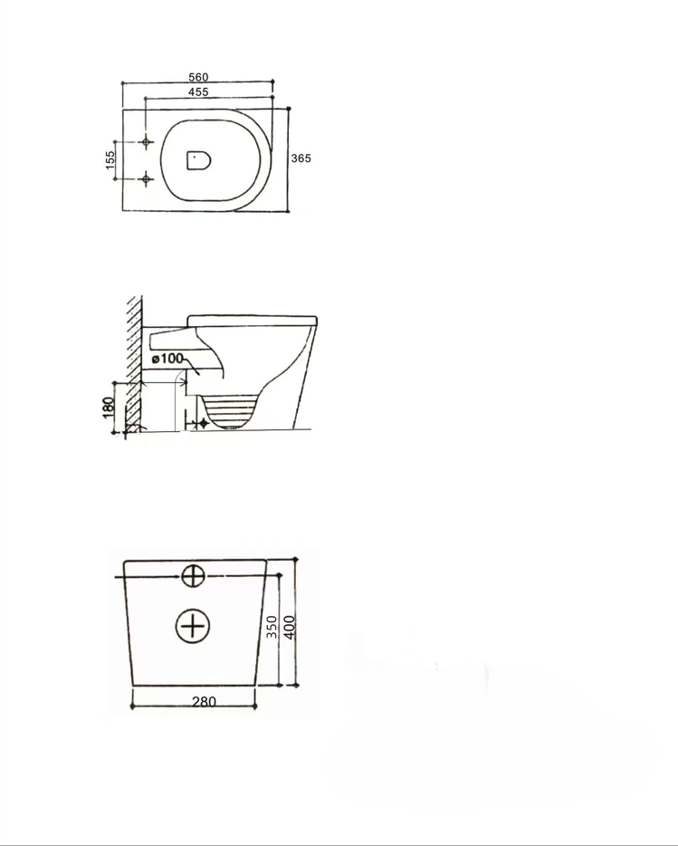 Ballina Rimless In Wall Toilet Suite with Round Brushed Nickel Flushing Buttons