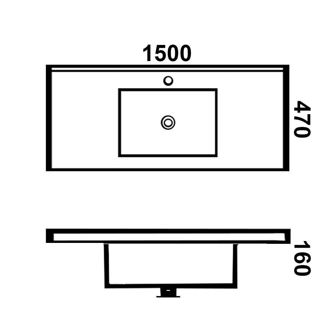 Bathroom Vanity Poly Marble Thin Edge Basin Sink Top Single White Gloss BA-150E