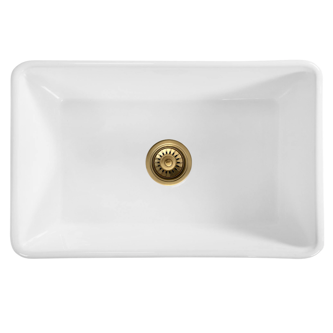 Baiachi 765X455X255mm Butler Farmhouse Fireclay Kitchen Laundry Sink Brushed Gold Waste