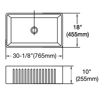 Baiachi 765X455X255mm Butler Farmhouse Fireclay Kitchen Laundry Sink Stainless Steel Waste