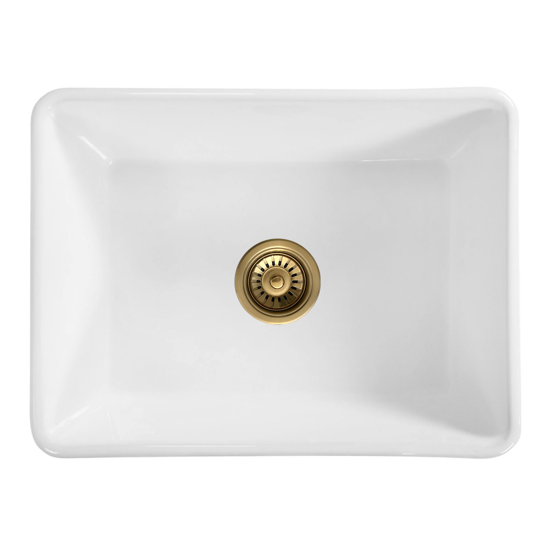 Baiachi 605X455X255mm Butler Farmhouse Fireclay Kitchen Laundry Sink Brushed Gold Waste