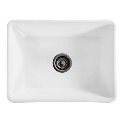 Baiachi 605X455X255mm Butler Farmhouse Fireclay Kitchen Laundry Sink Gun Metal Waste